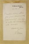 OSLER, WILLIAM, Sir. Autograph Note Signed, to ""dear Guthrie,"" thanking him for condolences on the death of Osler''s son. 1917